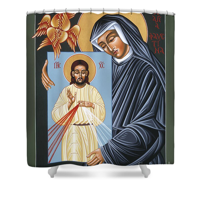 St Faustina Kowalska Apostle Of Divine Mercy Shower Curtain featuring the painting St Faustina Kowalska Apostle of Divine Mercy 094 by William Hart McNichols