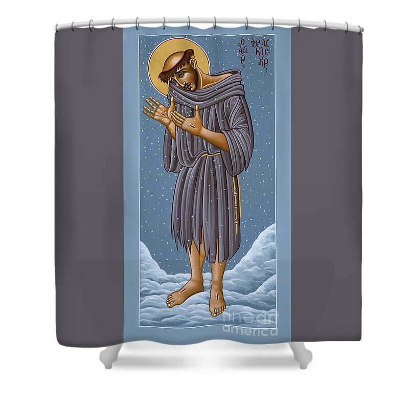 St Francis Shower Curtain featuring the painting St Francis Wounded Winter Light 098 by William Hart McNichols