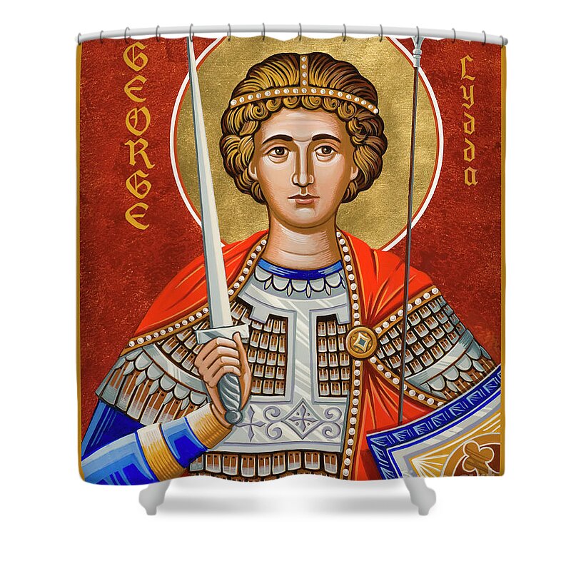 St. George Of Lydda Shower Curtain featuring the painting St. George of Lydda - JCGLY by Joan Cole