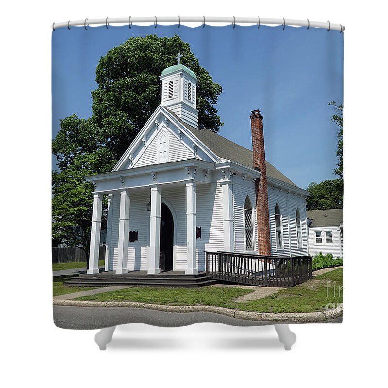 The St John's Ev Lutheran Church Shower Curtain featuring the photograph St Johns EV Lutheran Church by Steven Spak