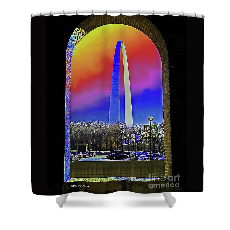 St Louis Arch Shower Curtain featuring the photograph St Louis Arch Rainbow Aura by Pat Davidson