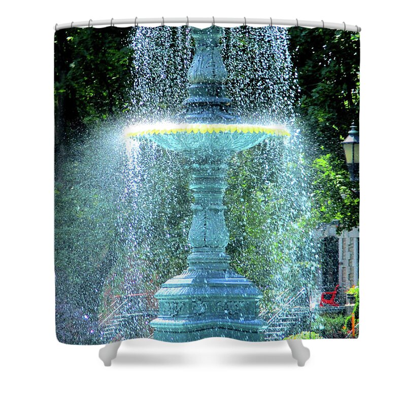 Montreal Shower Curtain featuring the photograph St Louis Square Fountain by Randall Weidner