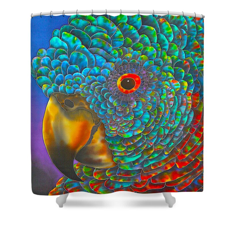  Shower Curtain featuring the painting St. Lucian Parrot - Exotic Bird by Daniel Jean-Baptiste