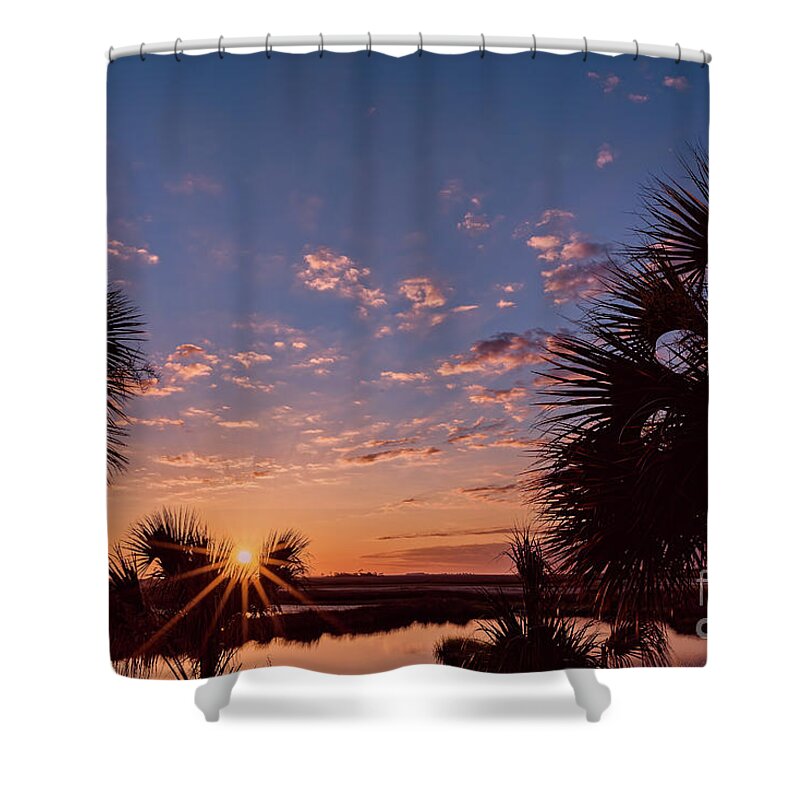Sunrises Shower Curtain featuring the photograph St. Marks National Wildlife Refuge Sunrise by DB Hayes