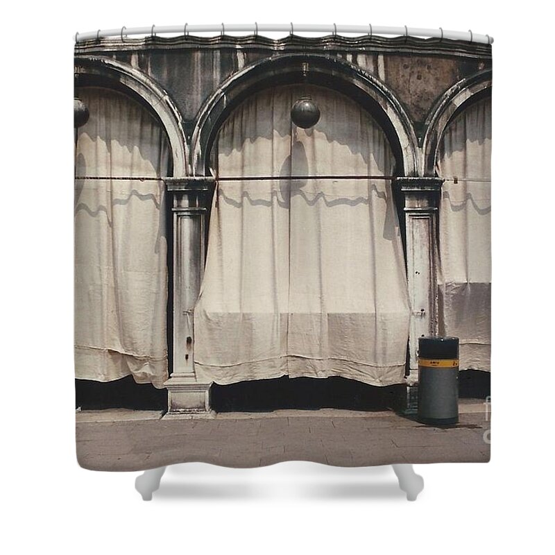 Arches Drapery Venice Italy Shower Curtain featuring the photograph St. Mark's Square Venice 1-1 by J Doyne Miller