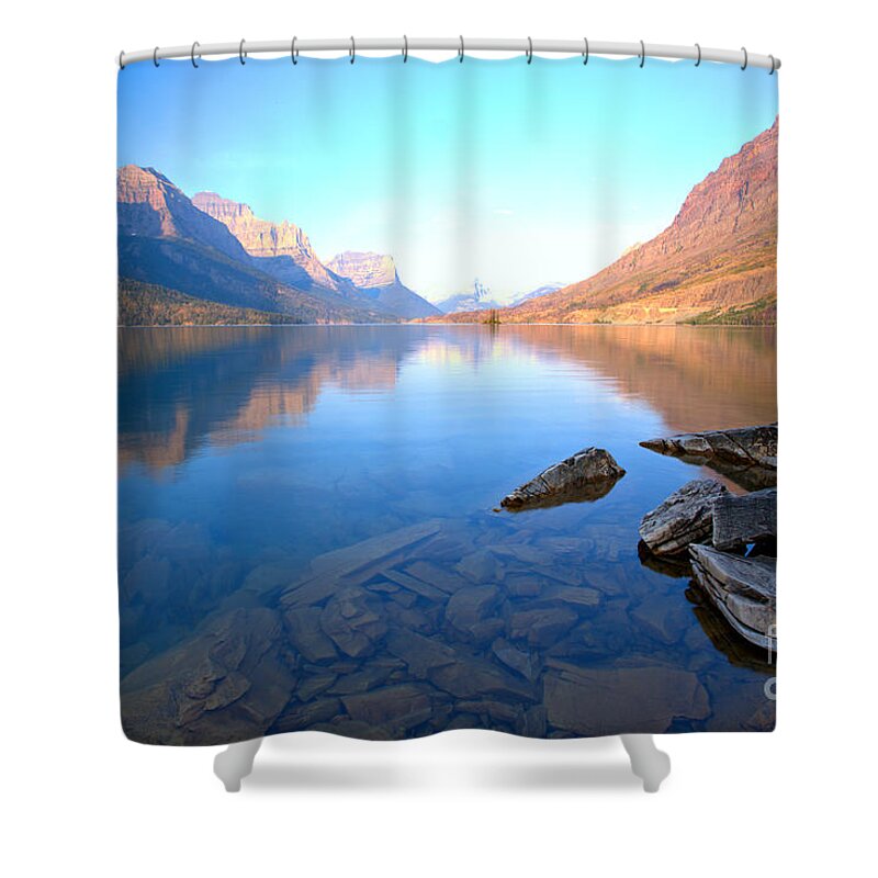 St Mary Shower Curtain featuring the photograph St Mary Sunrise Tranquility by Adam Jewell
