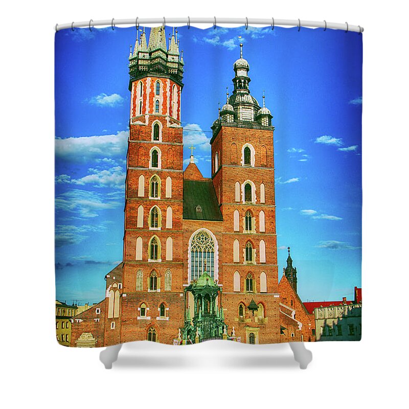 St Shower Curtain featuring the photograph St. Mary's Basilica World Youth Day by Mariola Bitner
