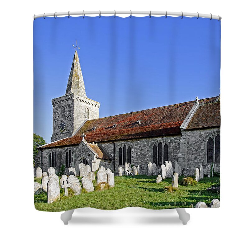Europe Shower Curtain featuring the photograph St Mary's Church, Brading by Rod Johnson