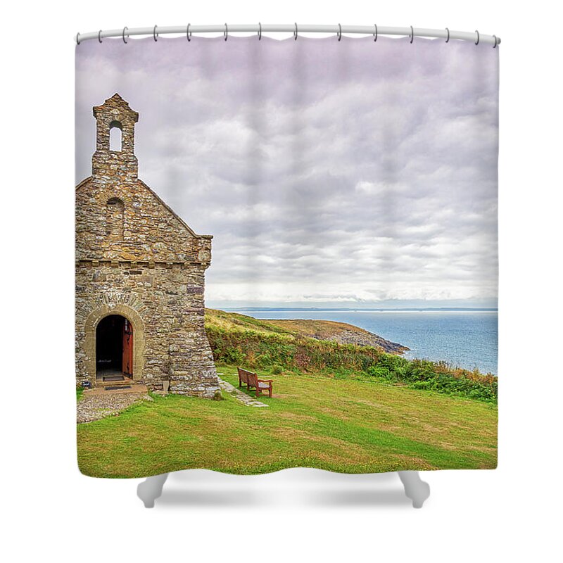 Pembrokeshire Shower Curtain featuring the photograph St Nons Retreat Chapel by Mark Llewellyn