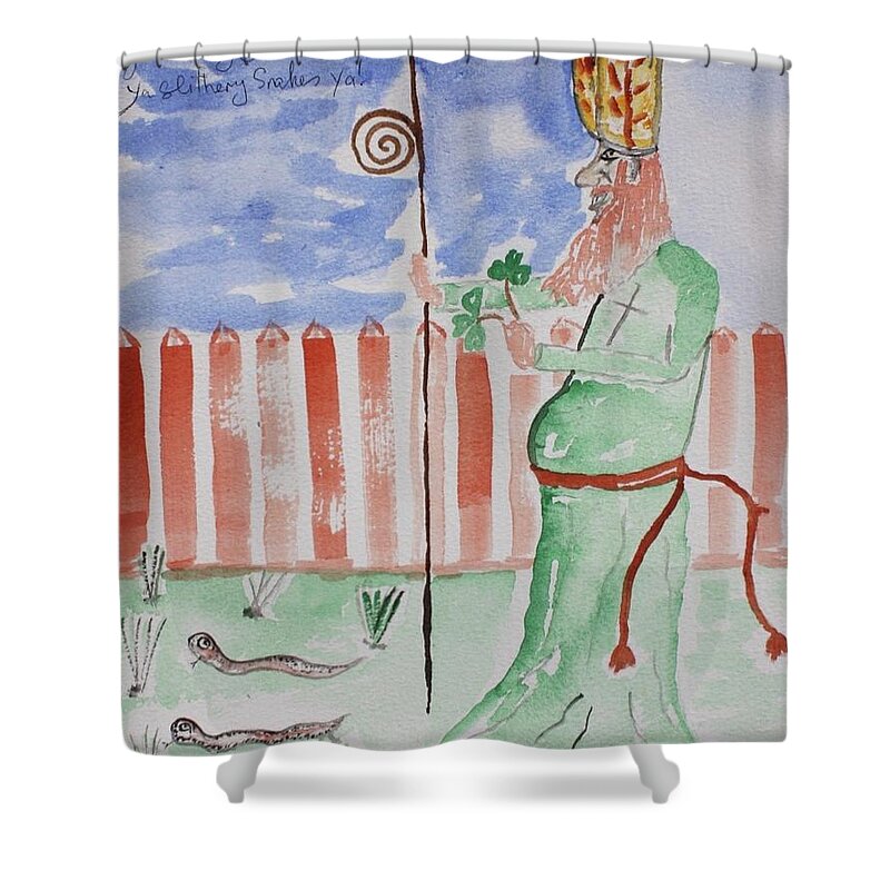 Paddys Day Shower Curtain featuring the painting St Patrick 2017 by Roger Cummiskey