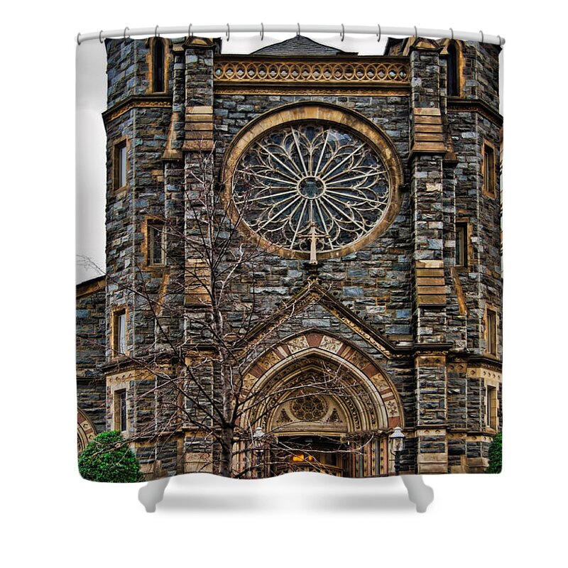 Structure Shower Curtain featuring the photograph St. Patrick's Church by Christopher Holmes