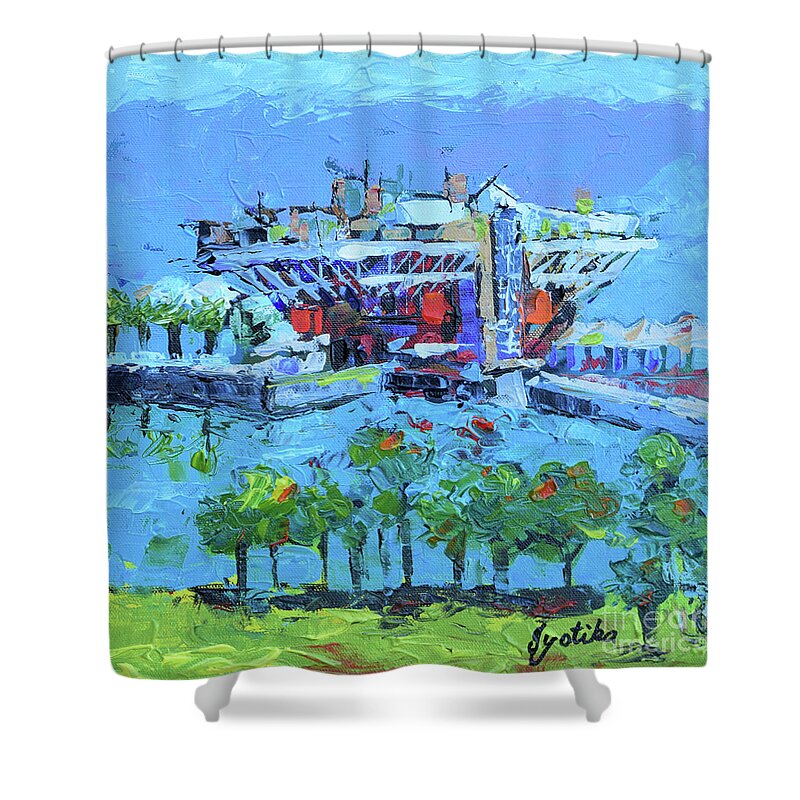  Shower Curtain featuring the painting St Pete Pier by Jyotika Shroff