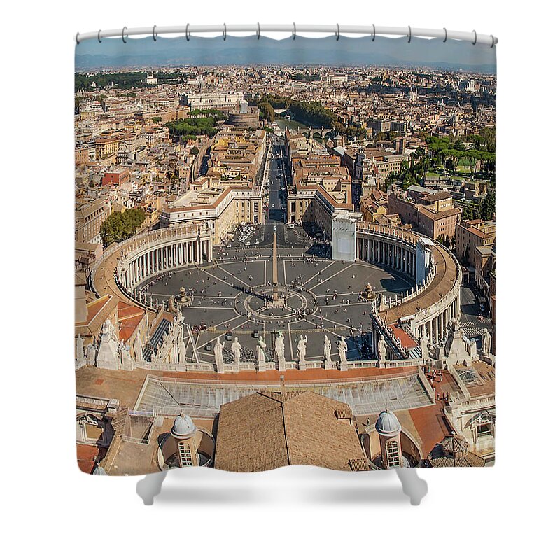 Piazza San Pietro Shower Curtain featuring the photograph St Peter Cathedral Vatican City Rome by Maria Rabinky