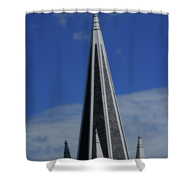 Church In Harpers Ferry Shower Curtain featuring the photograph St. Peter's Roman Catholic Church's Steeple in Harpers Ferry by Raymond Salani III