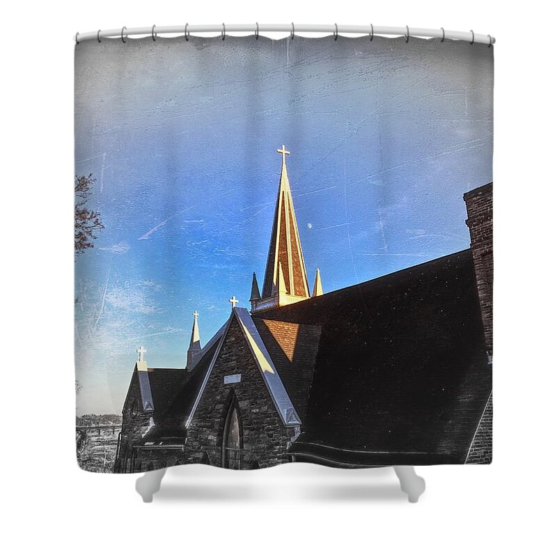 Church Shower Curtain featuring the photograph St. Peter's Spire by Chris Montcalmo