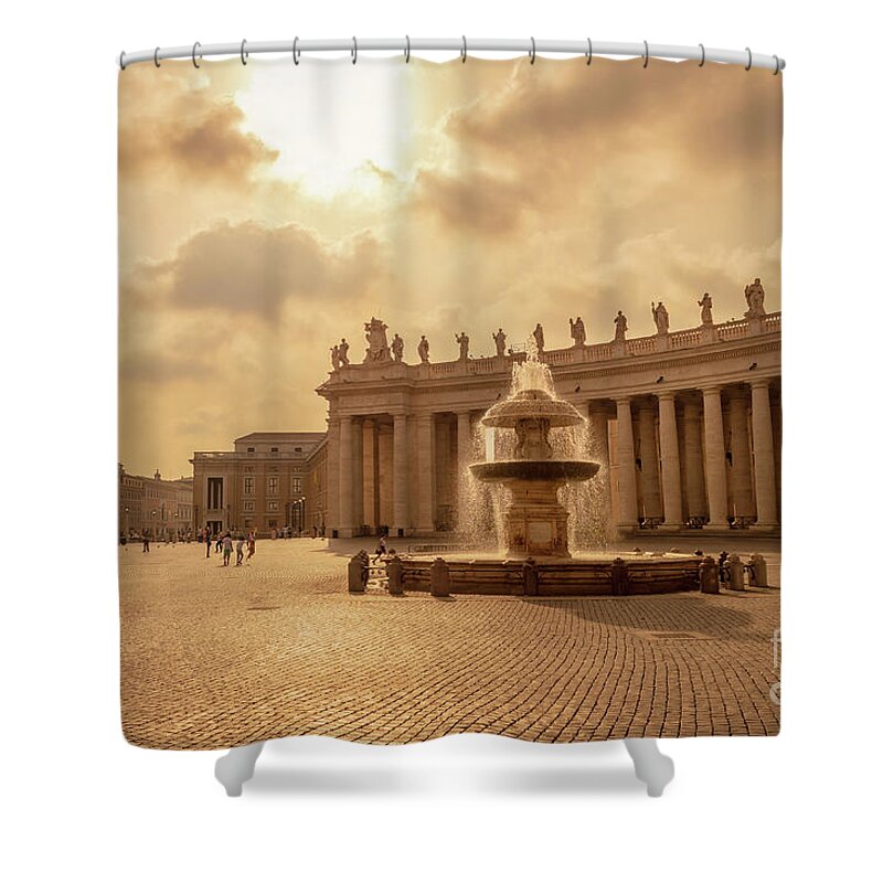 Vatican Shower Curtain featuring the photograph St Peter's square in Vatican City by Louise Poggianti