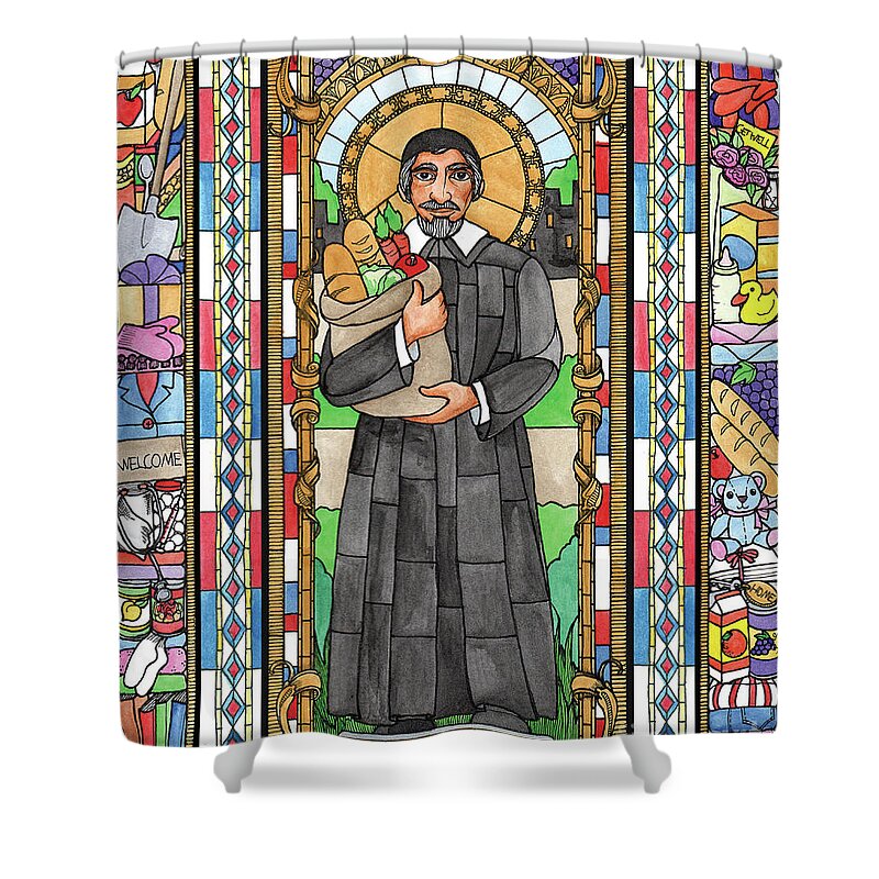 Saint Vincent De Paul Shower Curtain featuring the painting St. Vincent de Paul by Brenda Nippert