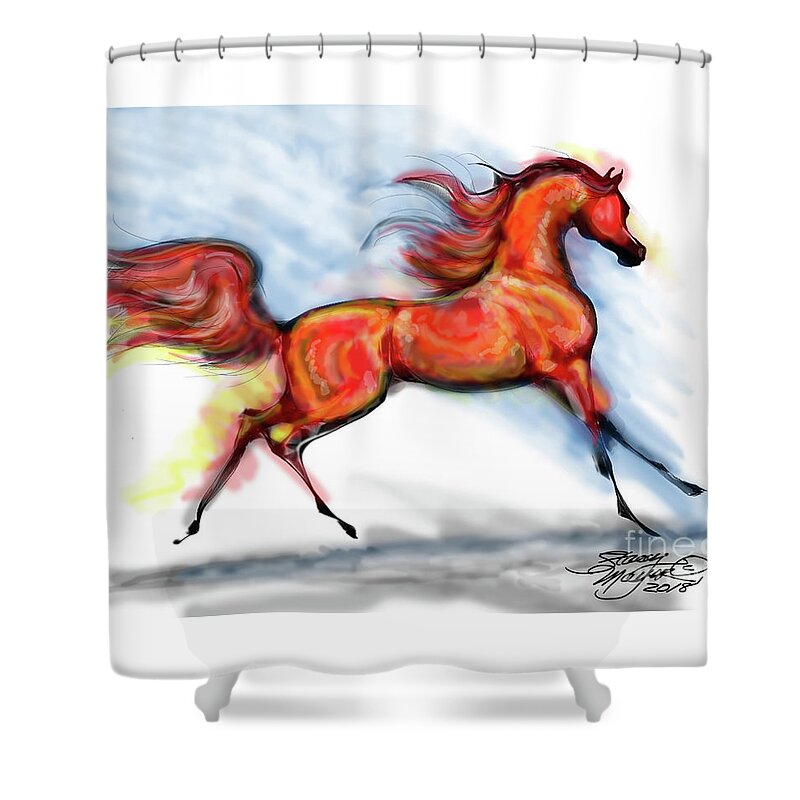 Arabian Horse Drawing Shower Curtain featuring the digital art Staceys Arabian Horse by Stacey Mayer
