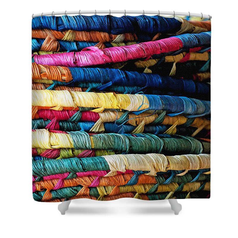 Baskets Shower Curtain featuring the photograph Stacked Baskets by Gwyn Newcombe