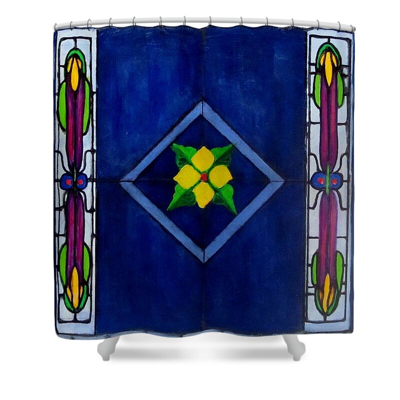 Design Shower Curtain featuring the painting Stained Glass by Carol Allen Anfinsen