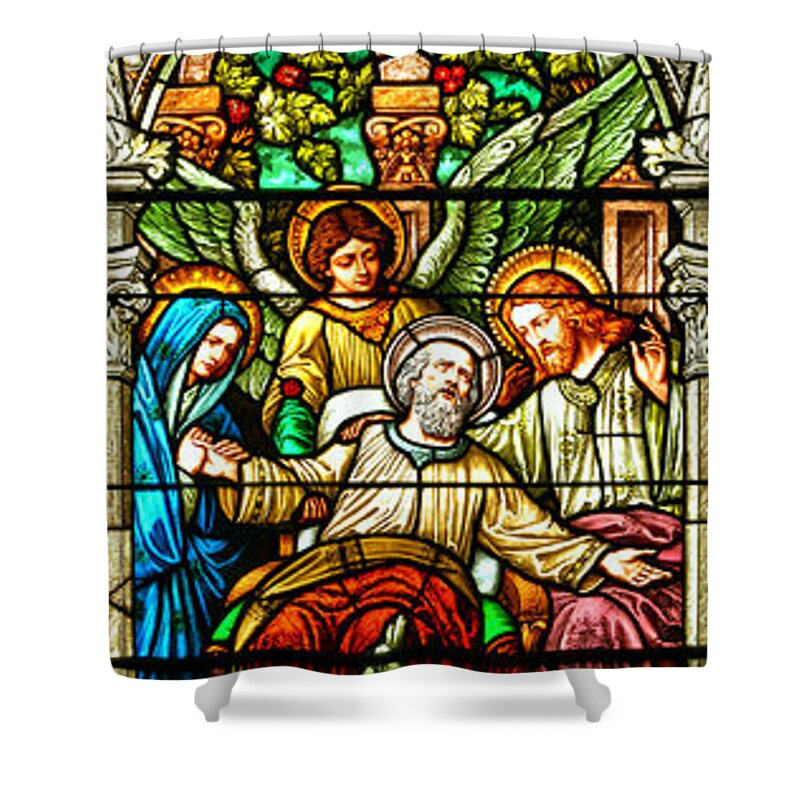 Cathedral Of The Plains Shower Curtain featuring the photograph Stained Glass Scene 1 by Adam Jewell