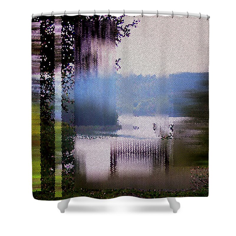 Stained Glass Shower Curtain featuring the digital art Stained Glass View by Donna Blackhall