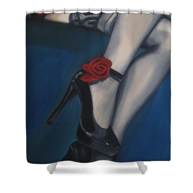 Noewi Shower Curtain featuring the painting Stalking Rose by Jindra Noewi