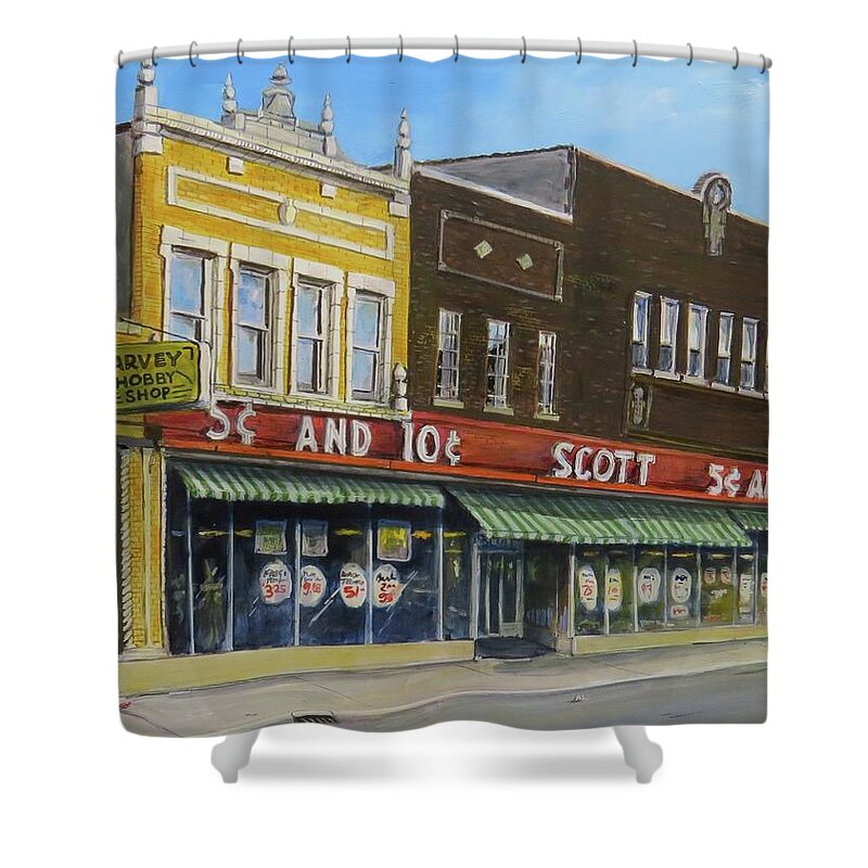 Harvey Illinois Shower Curtain featuring the painting Stand Again by William Brody