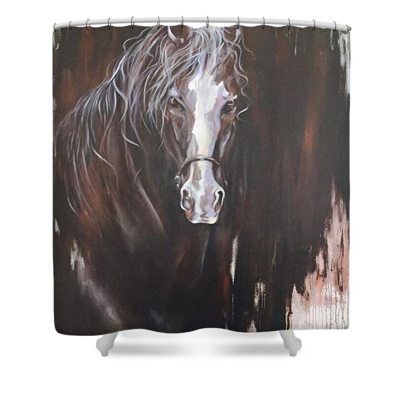 Horse Shower Curtain featuring the painting Standing Firm by Heather Roddy