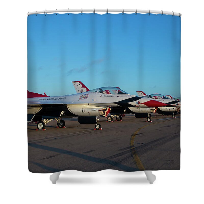 Thunderbirds Shower Curtain featuring the photograph Standing In Formation by Joe Paul