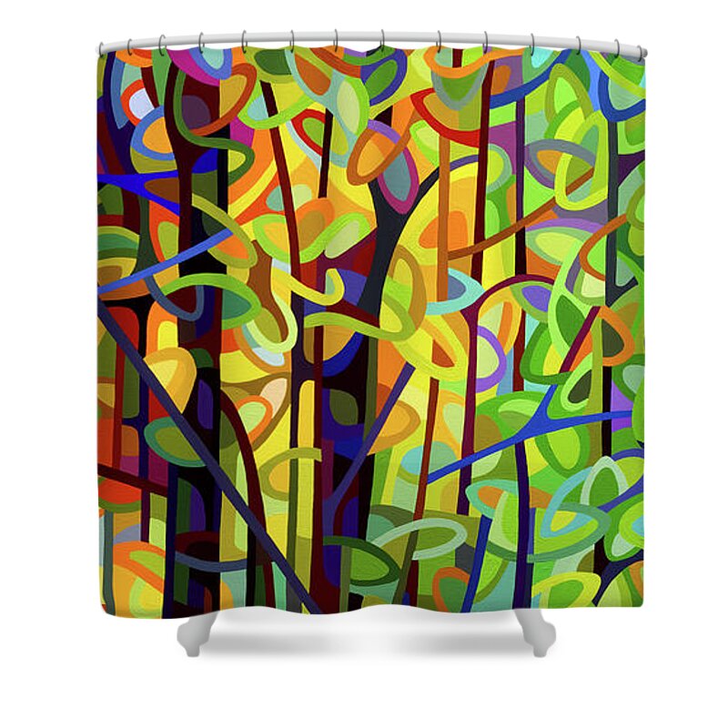 Shower Curtain featuring the painting Standing Room Only - crop by Mandy Budan