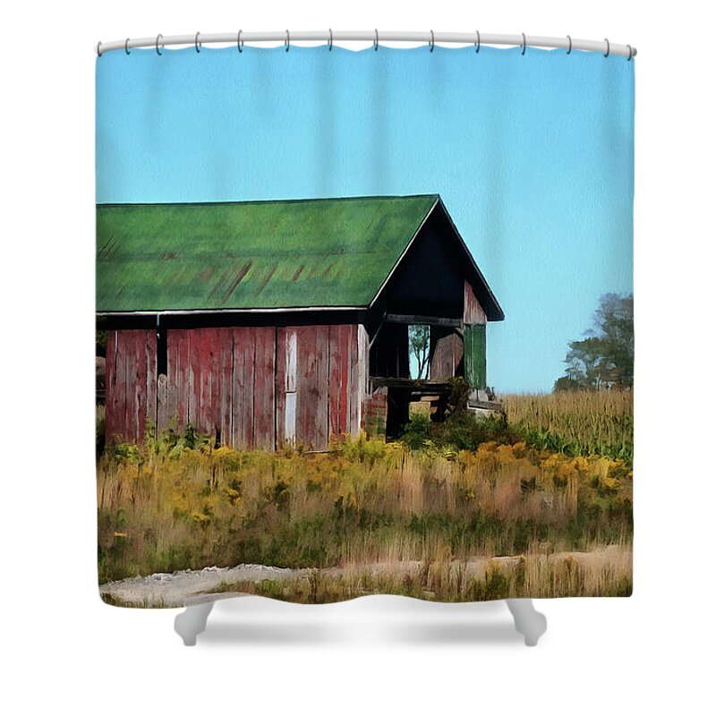 Barn Shower Curtain featuring the digital art Standing Silent by JGracey Stinson