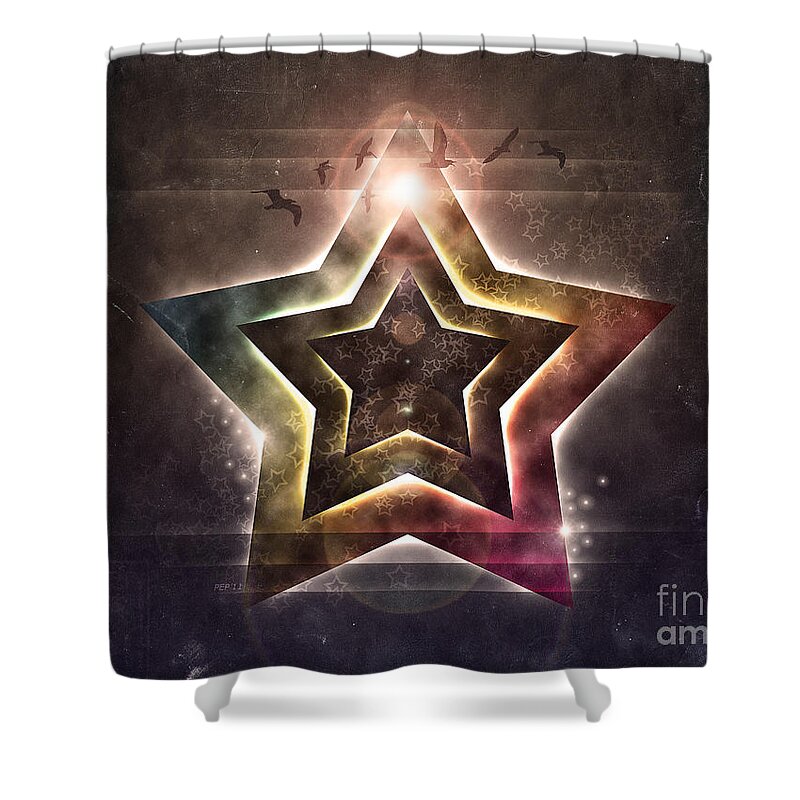 Star Shower Curtain featuring the digital art Star Lights by Phil Perkins