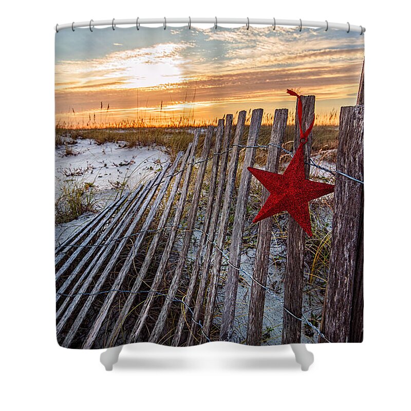 Alabama Shower Curtain featuring the photograph Star on Fence by Michael Thomas