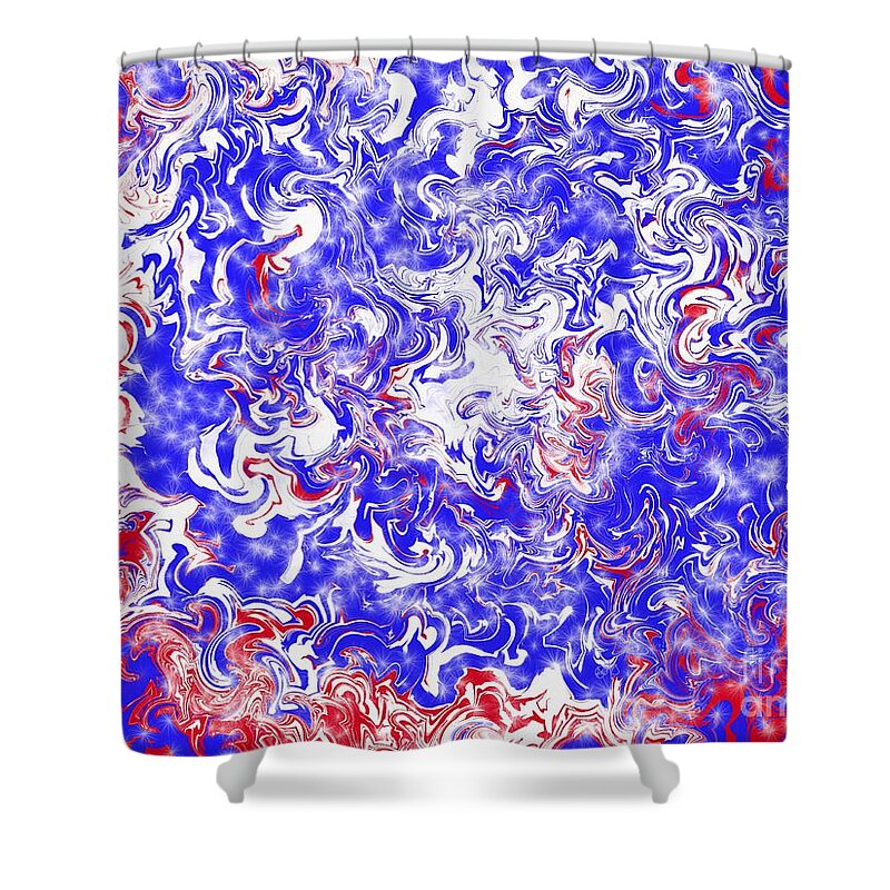 Red White And Blue Shower Curtain featuring the painting Star Spangled Glamour by Roxy Riou