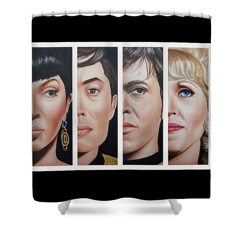 Star Trek Shower Curtain featuring the painting Star Trek Set Two by Vic Ritchey