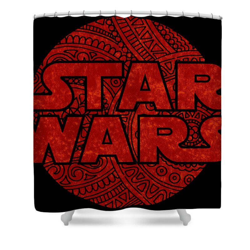 Star Wars Shower Curtain featuring the mixed media Star Wars Art - Logo - Red by Studio Grafiikka