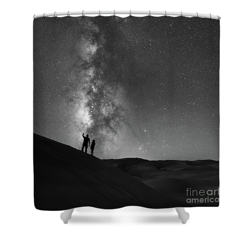 Star Crossed Lovers Shower Curtain featuring the photograph Stargazer BW by Michael Ver Sprill