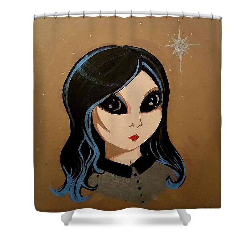 Alien Shower Curtain featuring the painting Starla by Carole Hutchison