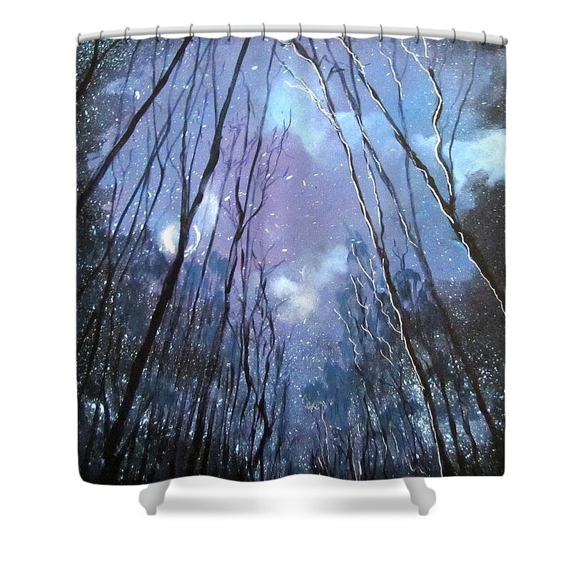 Landscape Shower Curtain featuring the painting Starlight by Barbara O'Toole