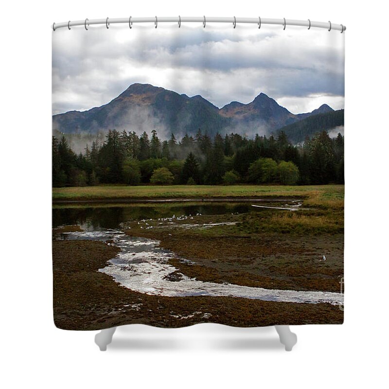 Starrigavan Creek Shower Curtain featuring the photograph Starrigavan Creek-Signed-#6705 by J L Woody Wooden