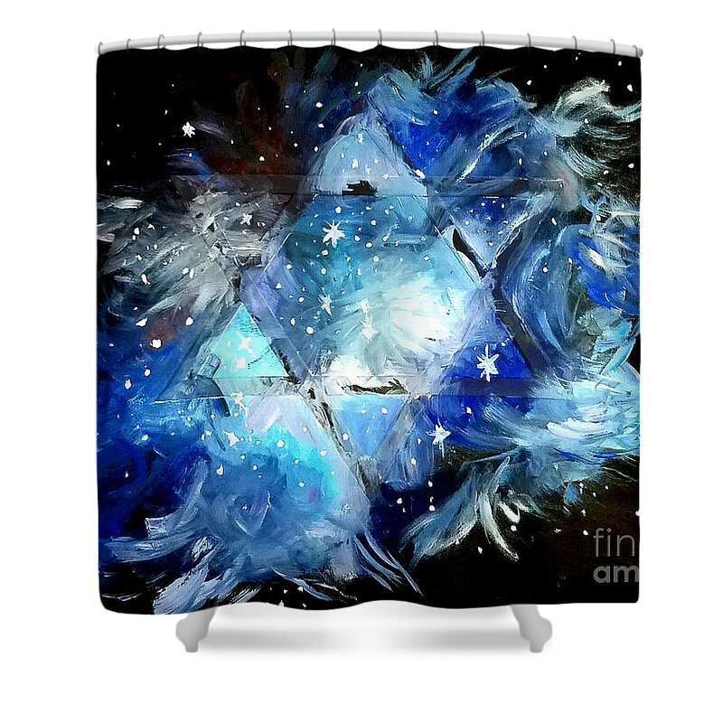 Stars Of David Shower Curtain featuring the digital art Stars Of David by Curtis Sikes