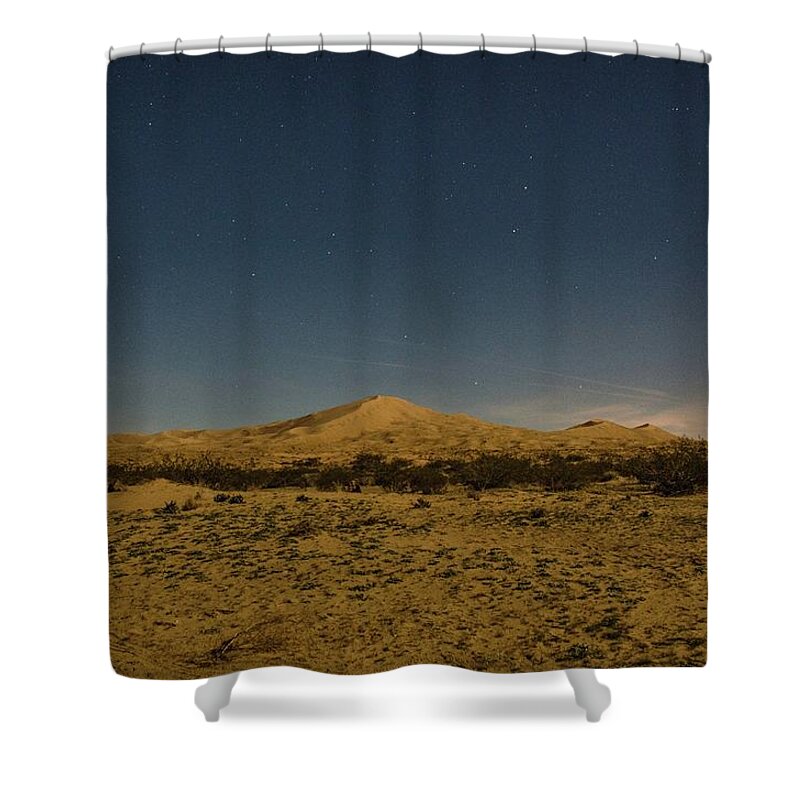 Stars Shower Curtain featuring the photograph Stars over Kelso Dunes by Gaelyn Olmsted