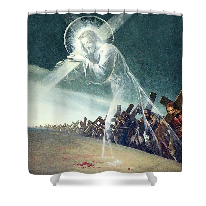Station 4 Shower Curtain featuring the photograph Station Four Church by Munir Alawi
