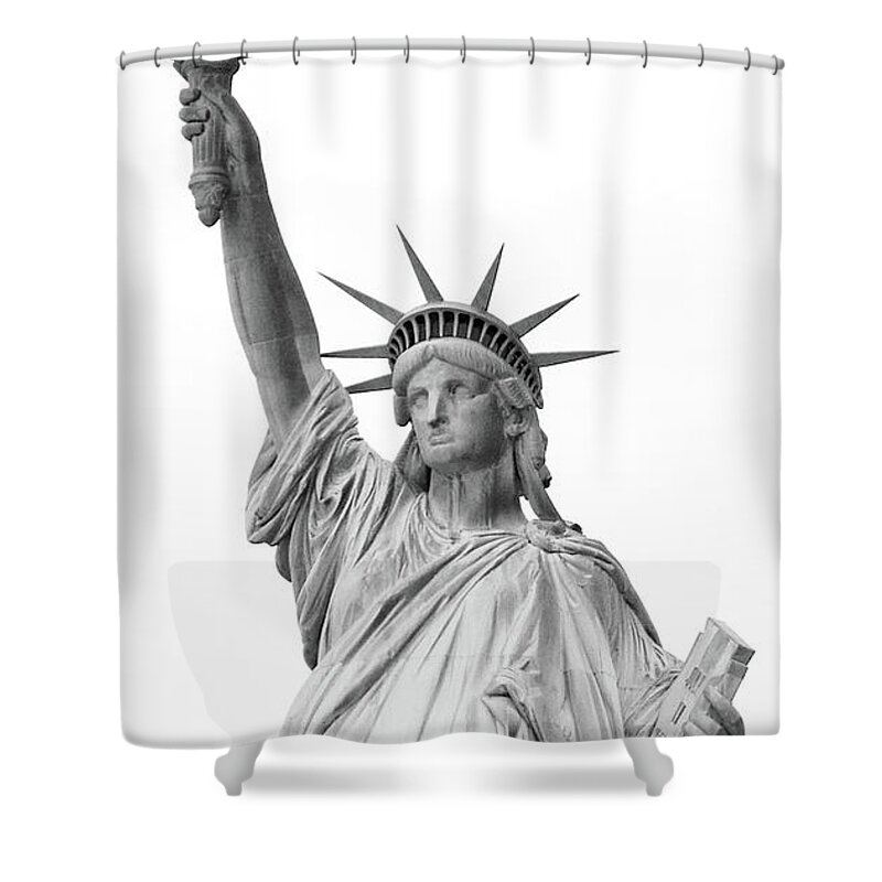 Statue Of Liberty Shower Curtain featuring the photograph Statue of Liberty, black and white by Sandy Taylor