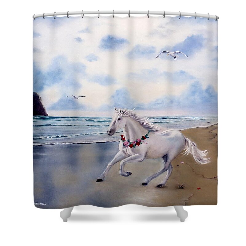 Prophetic Art Shower Curtain featuring the painting Steadfast by Jeanette Sthamann