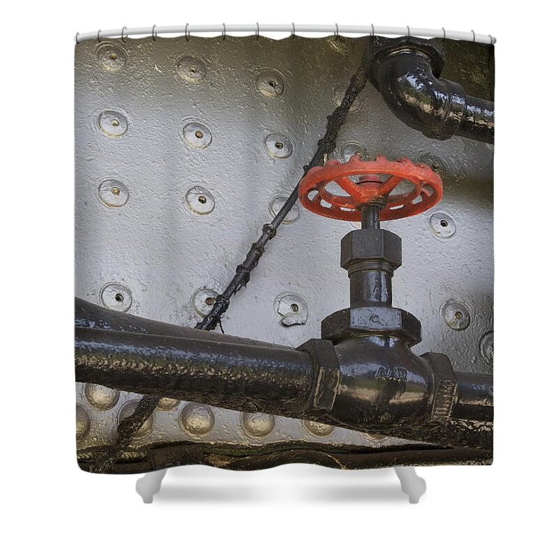 Steam Shower Curtain featuring the photograph Steam Train Valve by Todd Kreuter