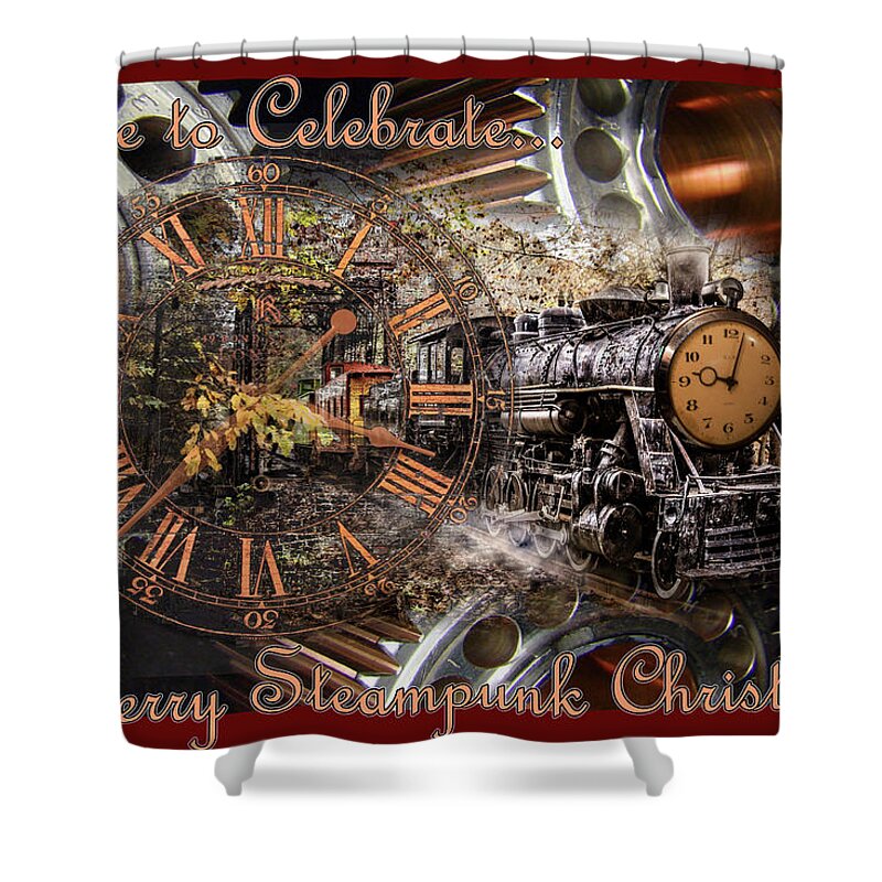 Appalachia Shower Curtain featuring the photograph Steam Train's Coming for a Steampunk Christmas by Debra and Dave Vanderlaan