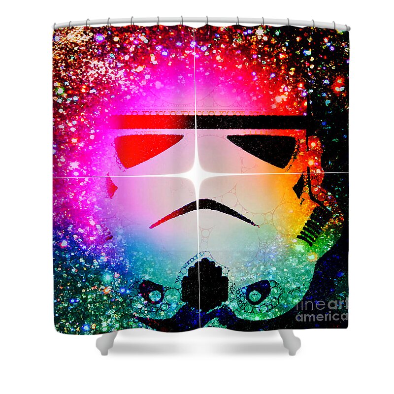 Trooper Shower Curtain featuring the digital art Stellar Trooper by HELGE Art Gallery