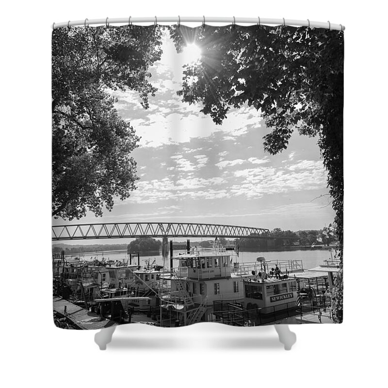 Sternwheeler Shower Curtain featuring the photograph Sternwheelers - Marietta, Ohio - 2015 by Holden The Moment